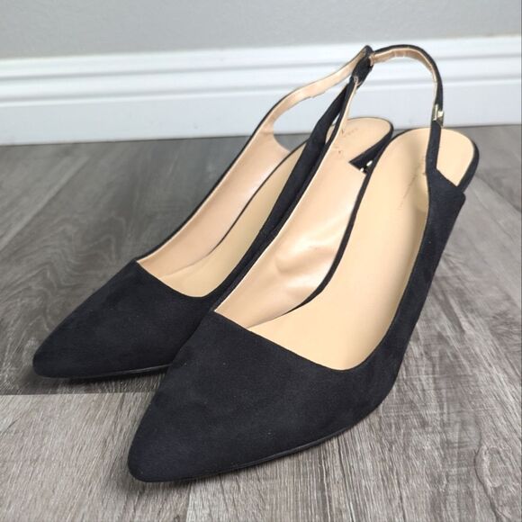 Zara Basics Black pointed toe gold studded slingback heels womens 41 EU 10 US - Picture 4 of 9